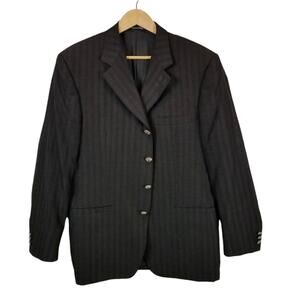 Versace Classic V2 Men's Black Monochromatic Striped Blazer Jacket Size 50R